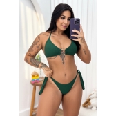 conjunto biquíni com argola moda praia verão - VERDE
