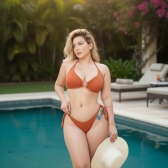 Biquini Feminino com Bojo e Calcinha Meio Fio  Em Alta Lançamento Verão - Laranja queimado