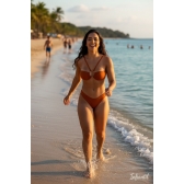 biquíni feminino com bojo e argola no meio calcinha forrado elegacia praia e piscina - telha