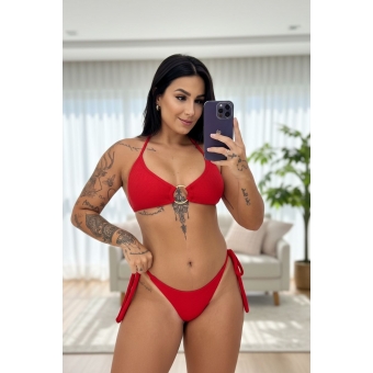 conjunto biquíni com argola moda praia verão